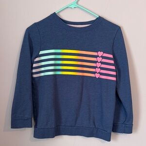 Cat & Jack Blue Sweatshirt with Rainbow Stripes and Hearts